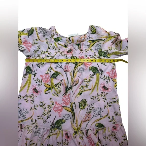 Happy Nature Pink Multicolor Floral Cotton Cottagecore Mini Dress S Medium. G#56 - Picture 16 of 17